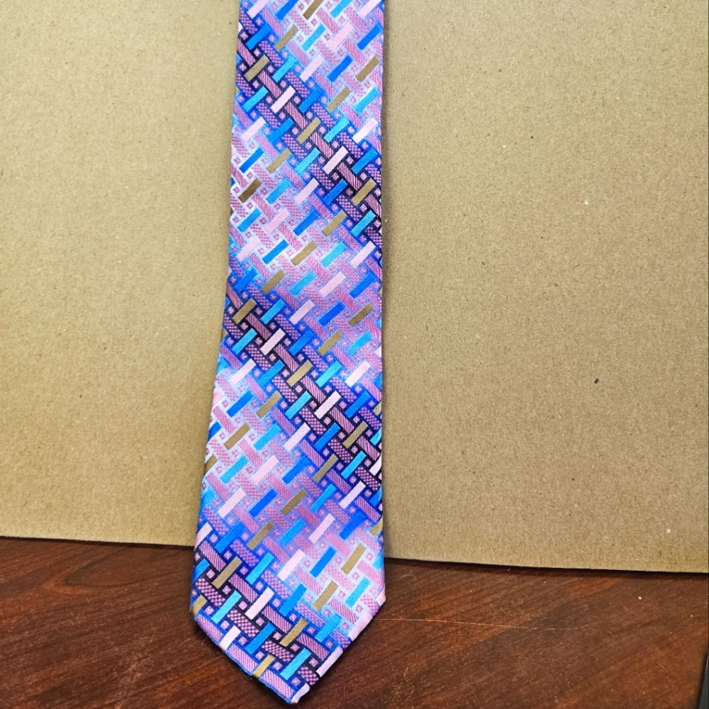 ST Patrick Brand Men's Tie Zig Zag Geometric Design